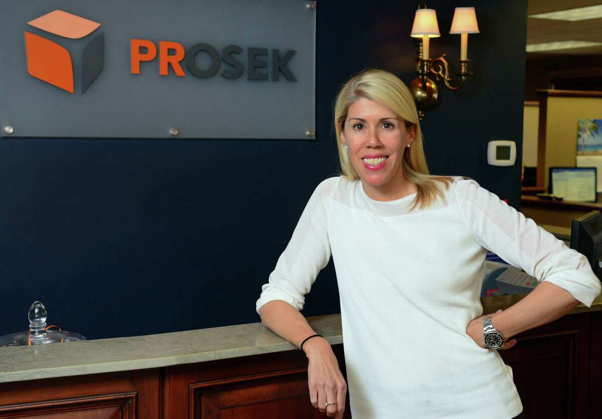 Jennifer Prosek, managing partner and founder of Prosek Partners, a PR firm on Post Road in Fairfield, Conn. on Tuesday Apr. 14, 2015.
