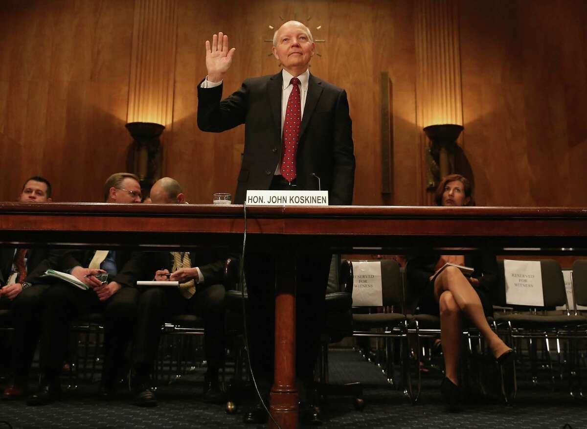 WASHINGTON, DC - APRIL 15: IRS Commissioner John Koskinen is sworn in before testifying before a Senate Homeland Security and Governmental Affairs Committee on Capitol Hill April 15, 2015 in Washington, DC. On the sixtieth anniversary of the Internal Revenue Services April 15th deadline the committee is hearing testimony on the IRSs challenges in implementing the Affordable Care Act. (Photo by Mark Wilson/Getty Images)