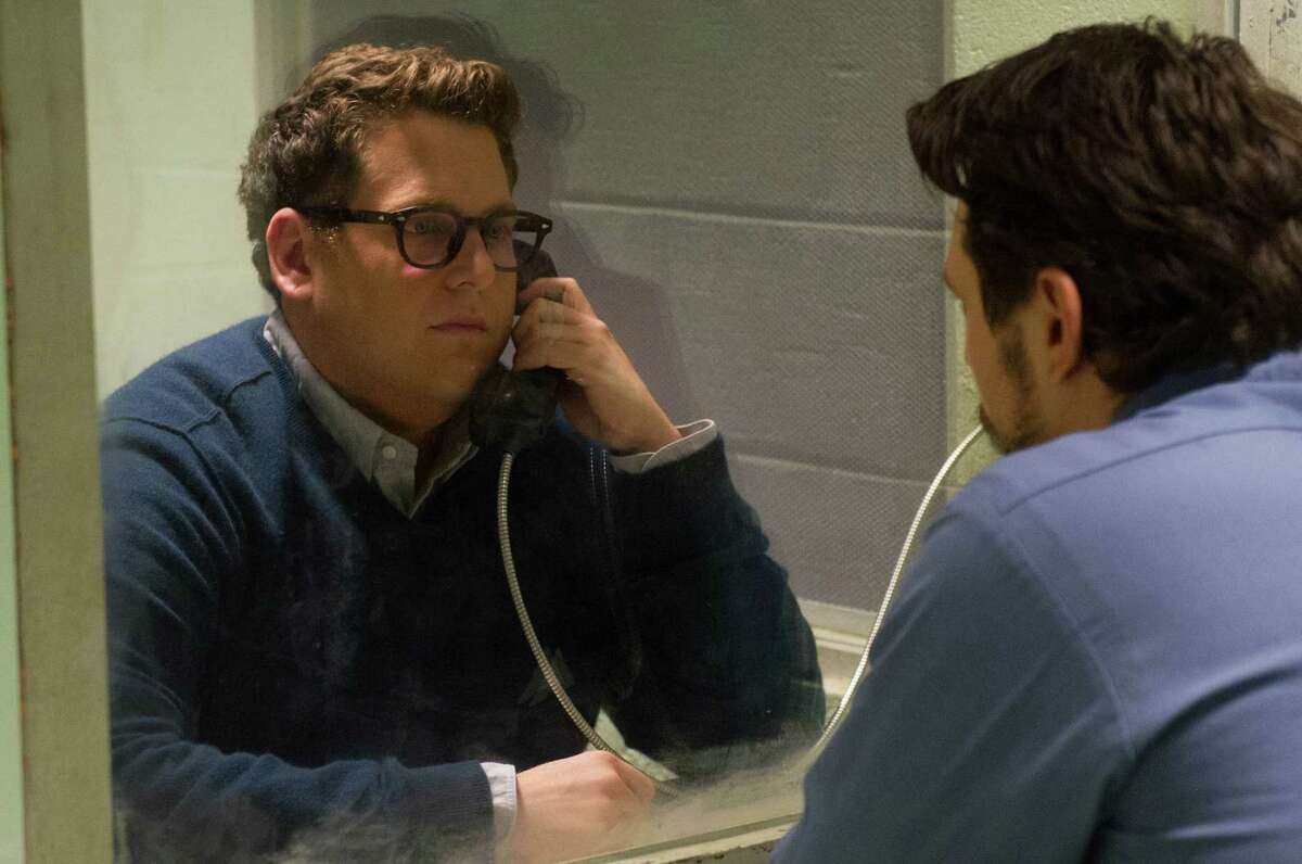Jonah Hill as "Mike Finkel" and James Franco as "Christian Longo" in "True Story." (Fox Searchlight)
