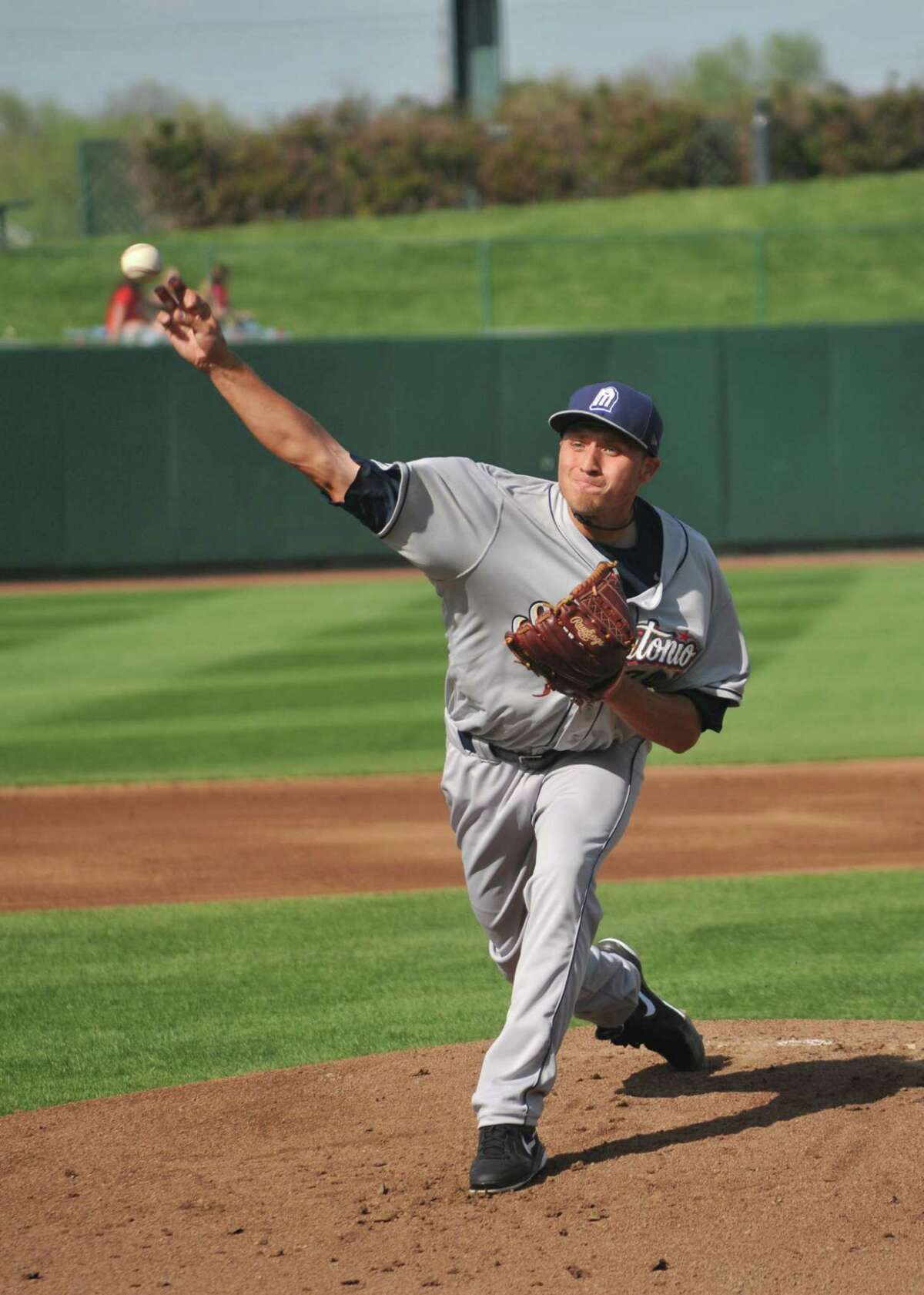 Elliot Morris pitches in his April 12 Texas League debut for the Missions against the Springfield Cardinals.