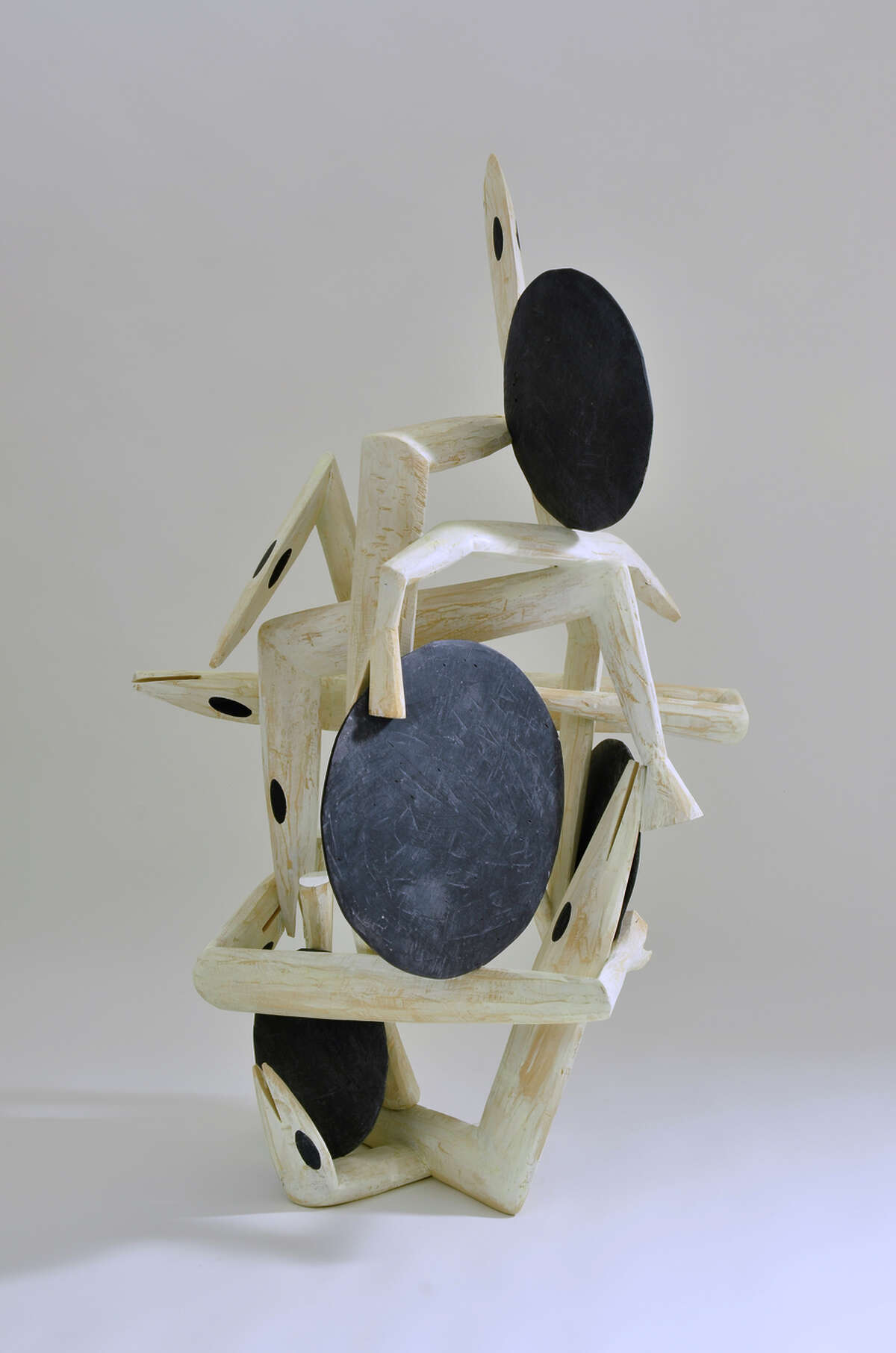 “Bode” (2015), wood and paint by Robert Brady, is on display at Jack Fischer Gallery.