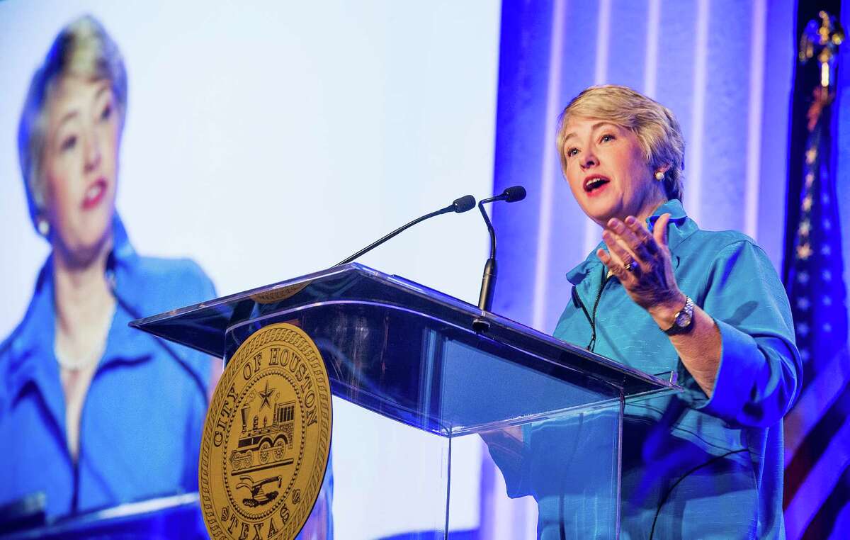 Mayor Annise Parker gives her final State of the City speech at a Greater Houston Partnership luncheon. ﻿