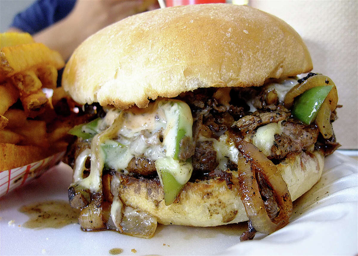 The Philly Cheesesteak Burger at Hubcap Grill.