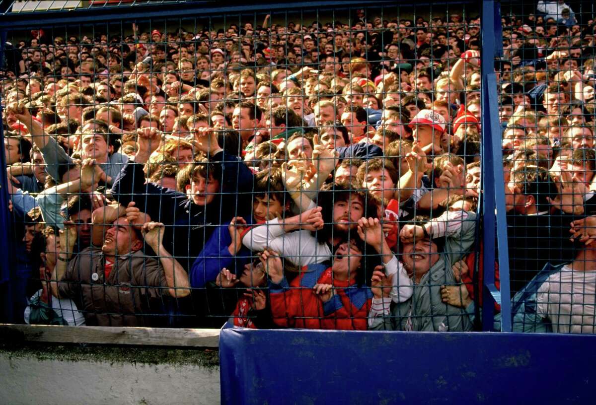 Scenes from 1989 Hillsborough Stadium disaster in Sheffield, England