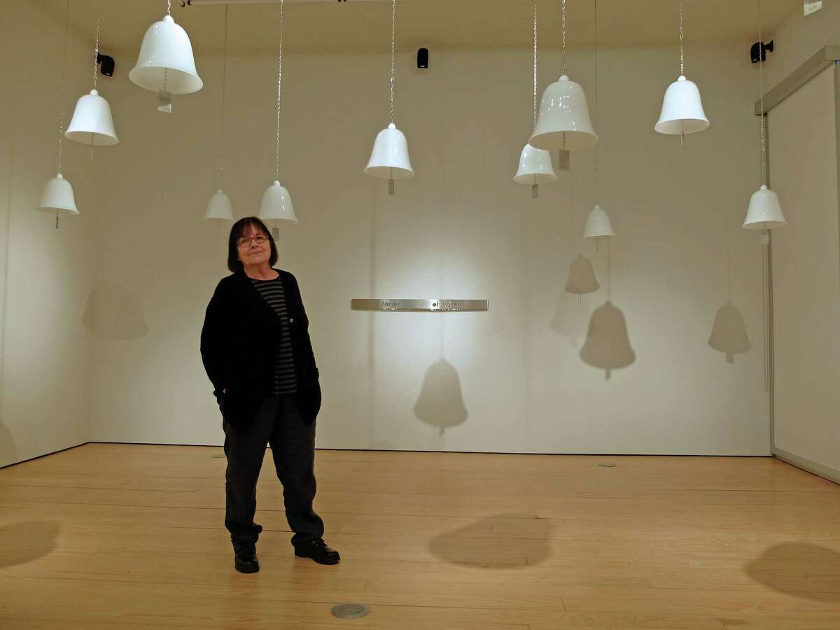 Artist Marie Orensanz in her installation " ... a path to share ... "﻿ at the Sicardi Gallery