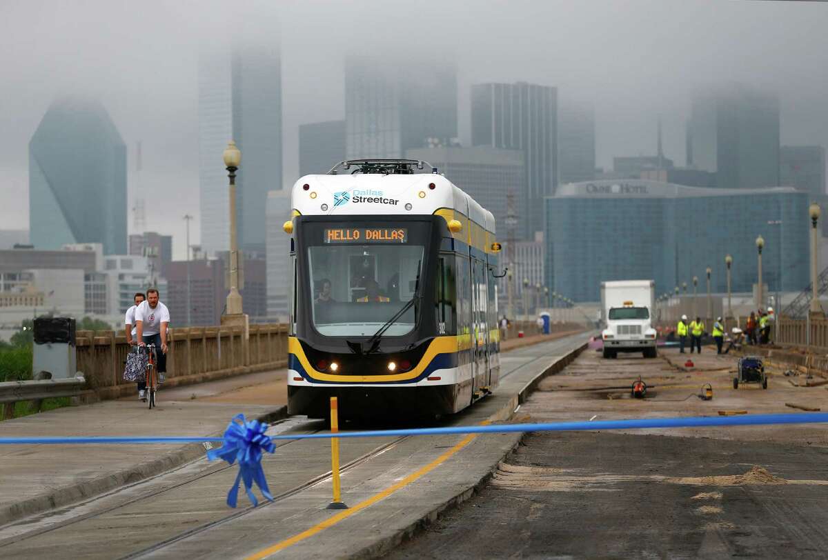 This file photo shows a DART streetcar in Dallas. San Antonians can give themselves a role in future light rail decisions on May 9.