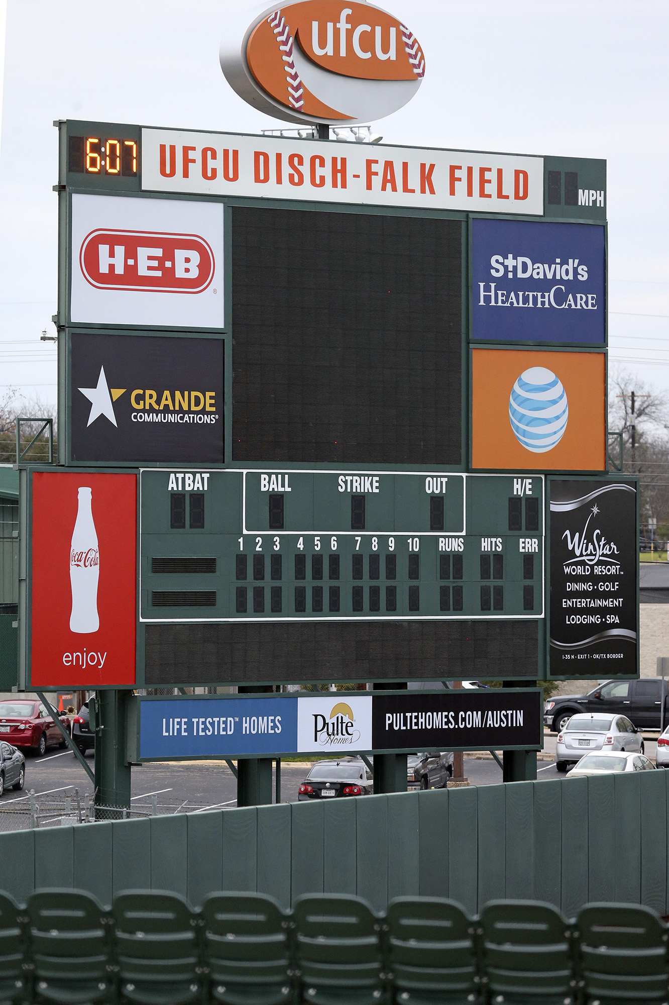 Disch-Falk Field during a rain delay in the Texas vs. Texas A&M baseball  game // Horns won.