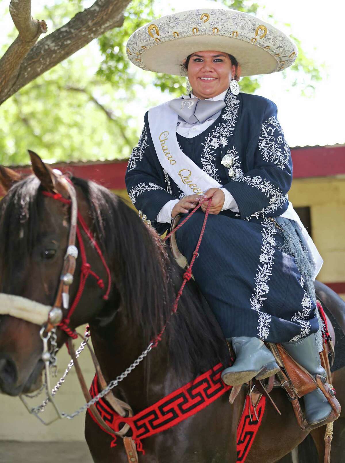 Charro Queen Yazmin Bernal, 17, addressed the crowd from horseback during the event, put on by the San Antonio Charro Association to showcase Mexico’s cowboy and cowgirl traditions and their connection to the city.