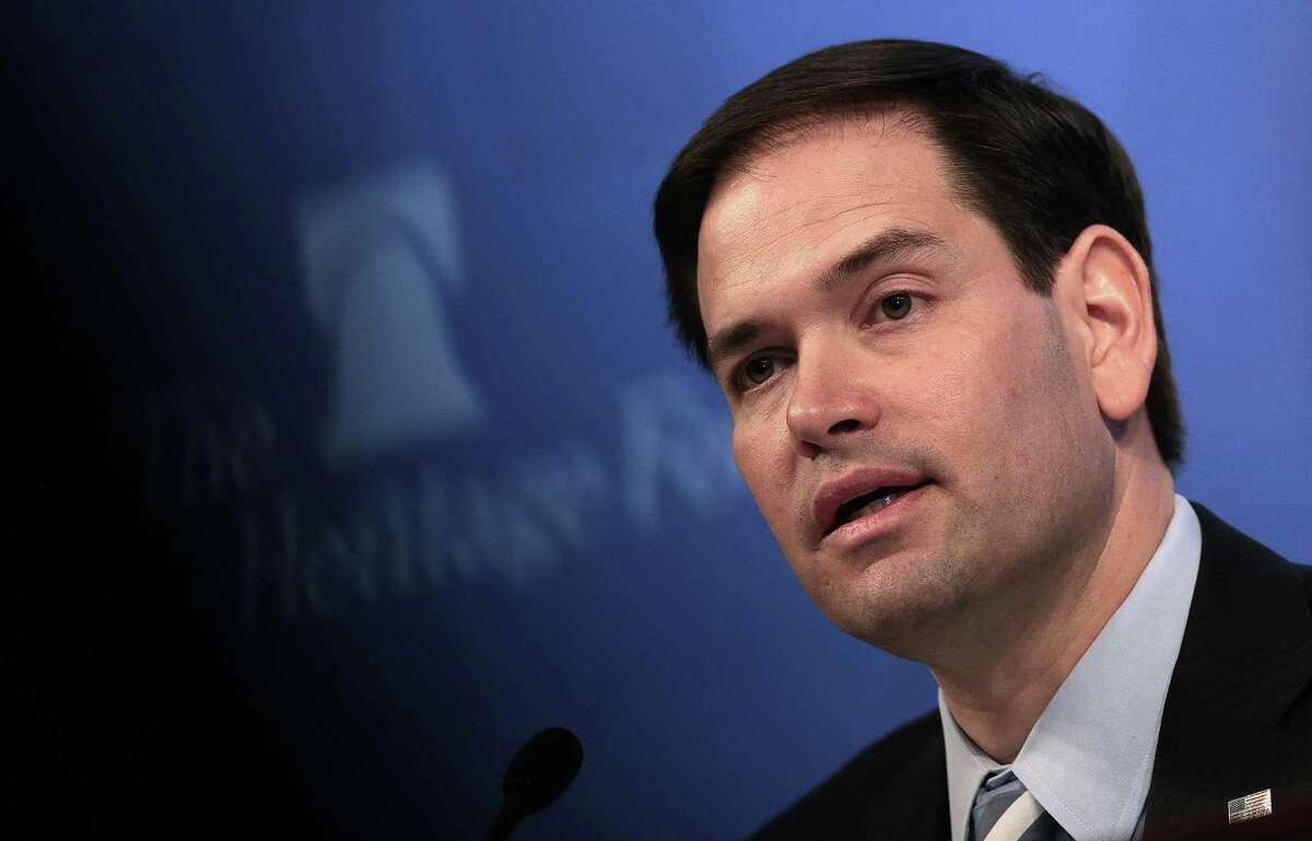 Republican presidential candidate Sen. Marco Rubio (R-FL) speaks at the Heritage Foundation April 15, 2015 in Washington, DC.