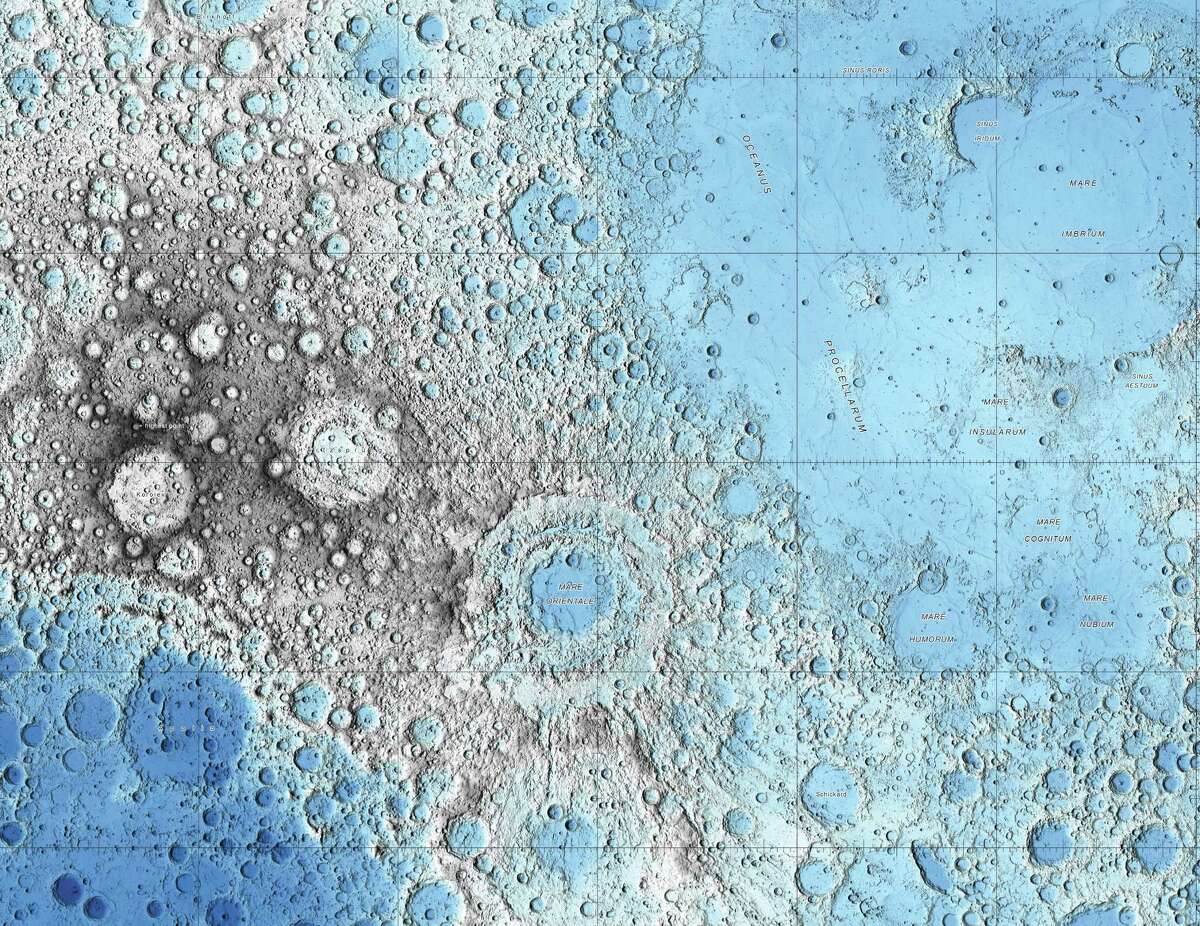 This image is part of a new series of high resolution images of the moon provided by the U.S. Geological Survey. This map is based on data from the Lunar Orbiter Laser Altimeter.