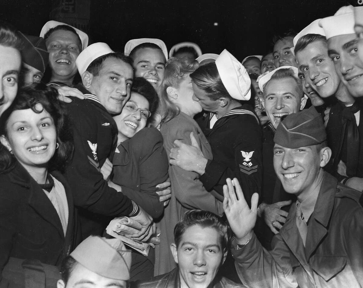 V-J Day celebration in San Francisco ..August 14-15 1945 End of World War II, Japan surrenders