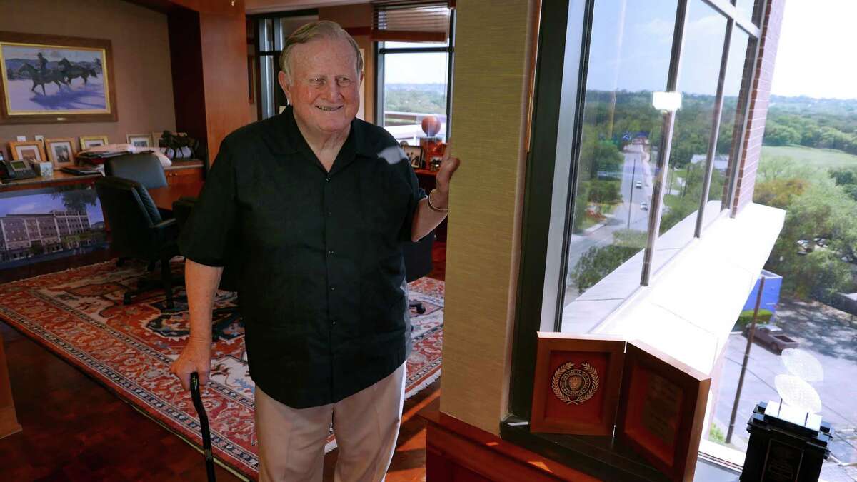 San Antonio businessman and former Spurs owner B.J. “Red” McCombs stands in his office on April 7, 2015.