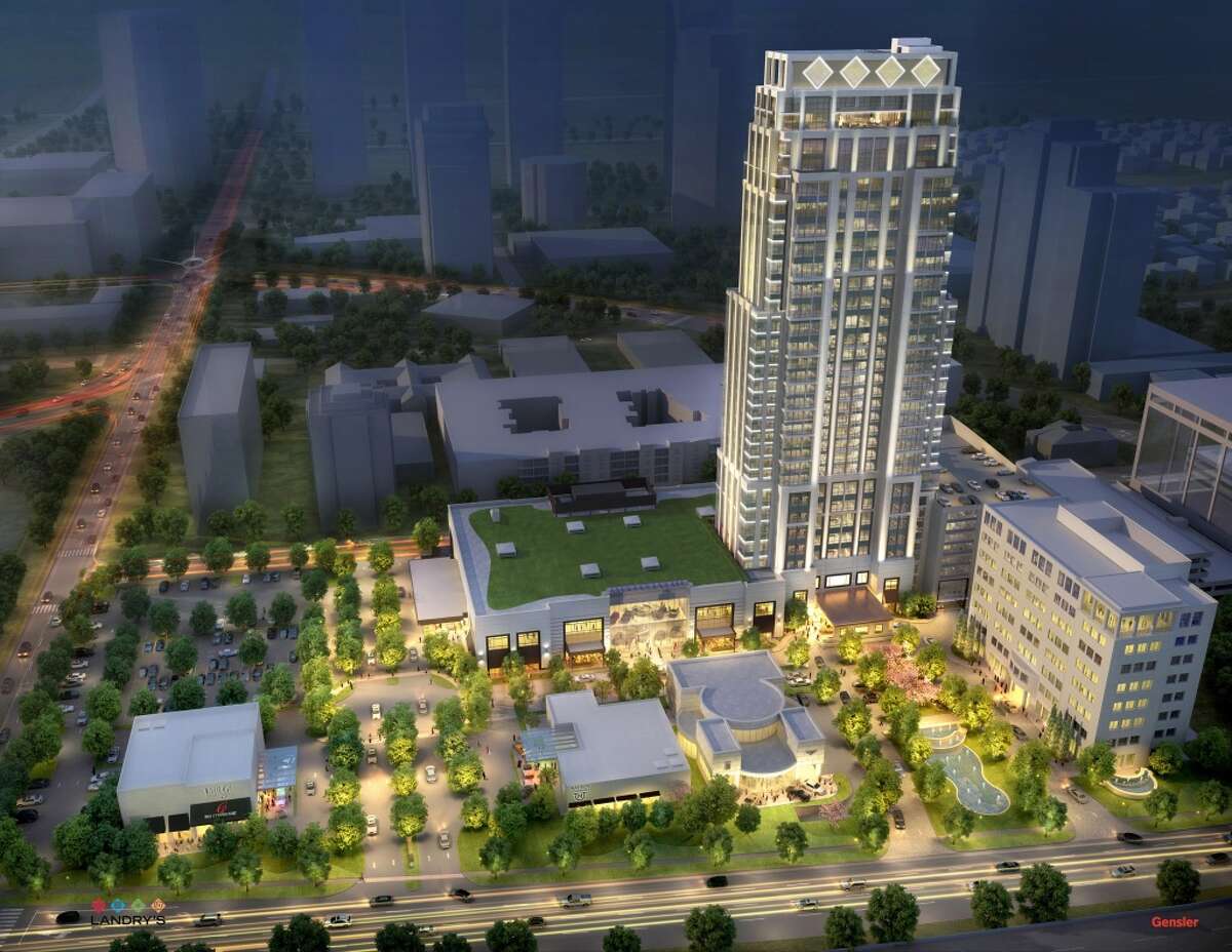 Rendering of a hotel, office and residential tower, a ballroom and related restaurants that are part of Tilman Fertitta's proposed project off the West Loop called The Post Oak. The $200-million-plus development is expected to be complete in fall 2017.