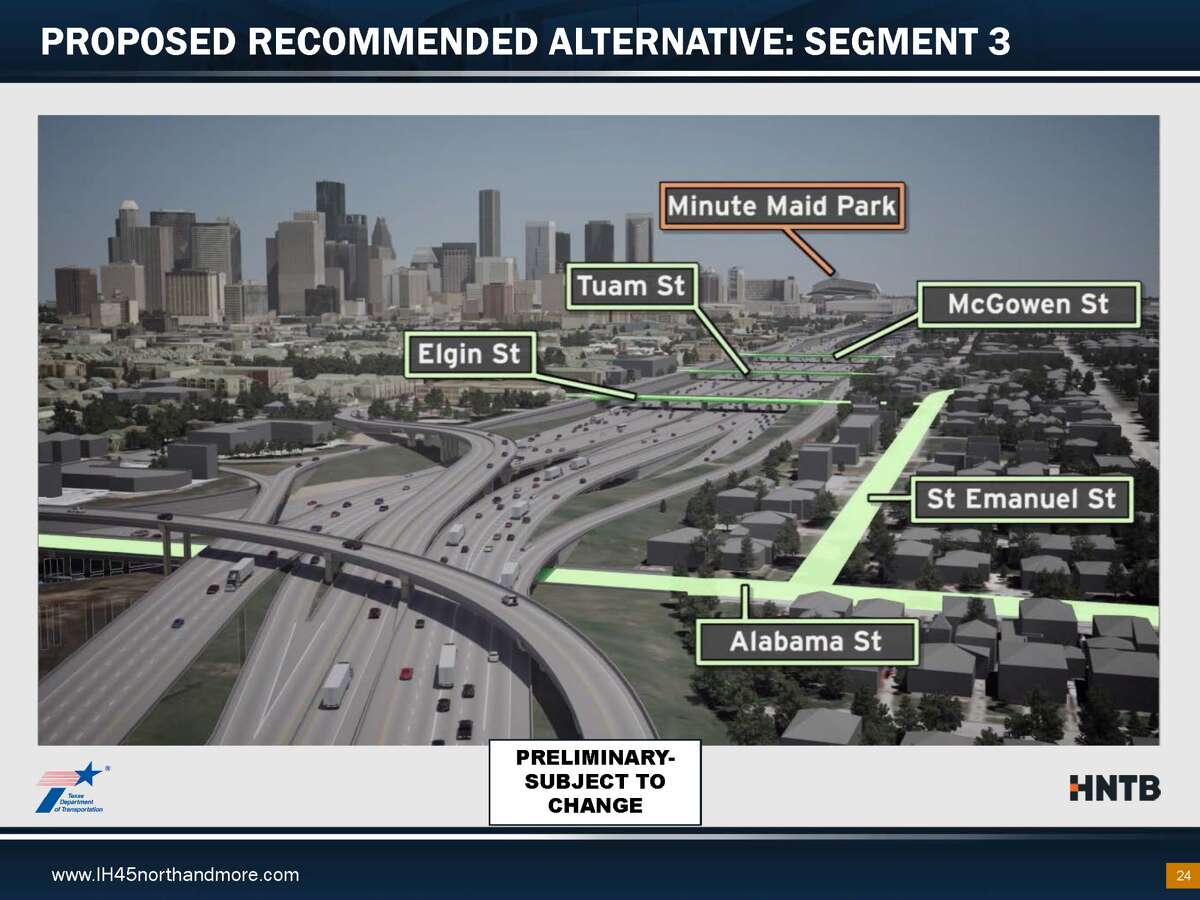 A TXDot presentation shows planned changes to I-45.