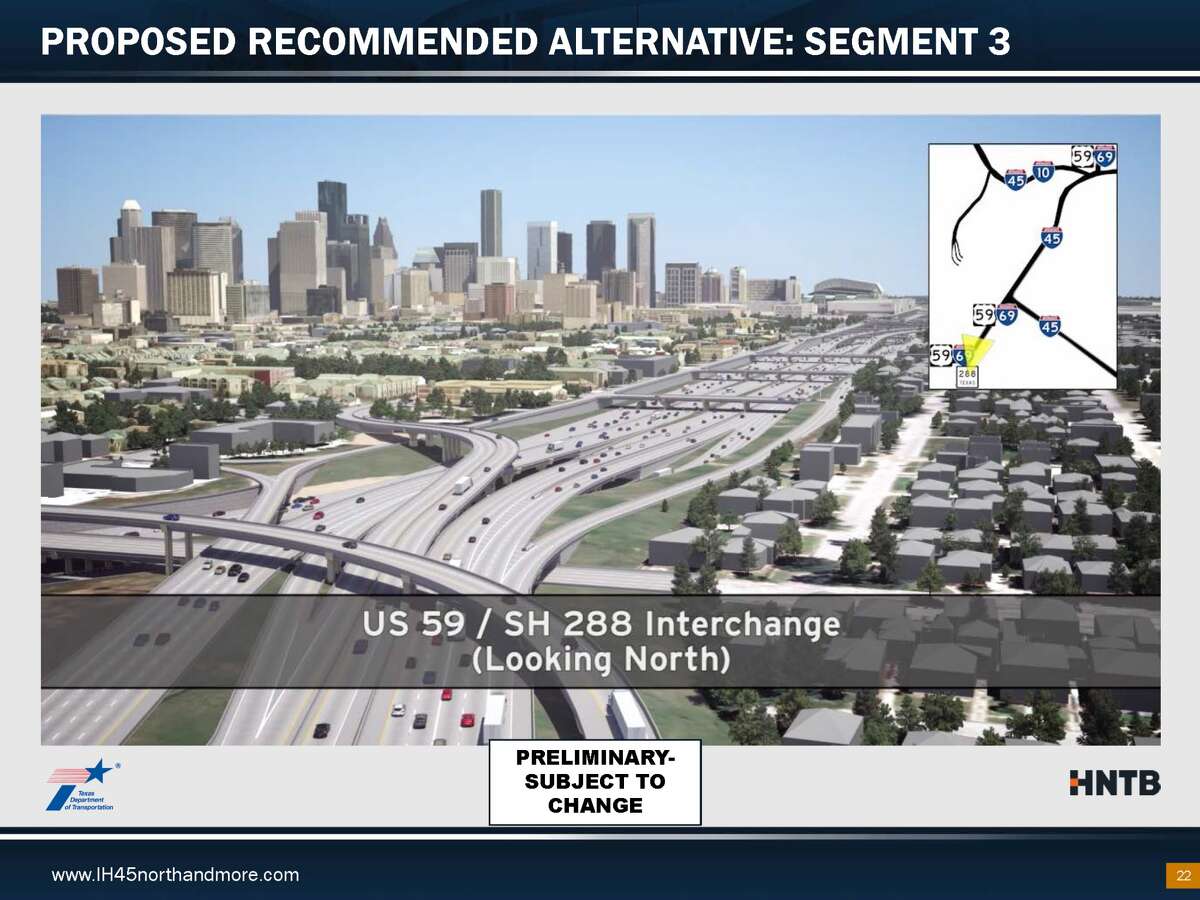 A TXDot presentation shows planned changes to I-45.