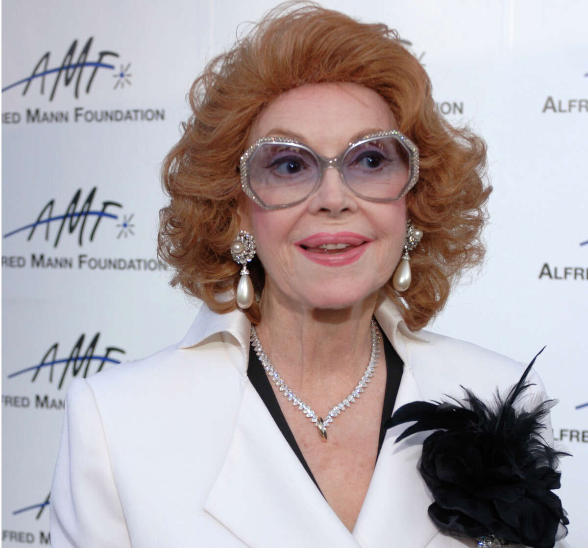 FILE - In this Sept. 9, 2006 file photo, actress Jayne Meadows arrives for the 3rd annual Alfred Mann Foundation Innovation and Inspiration Gala held in Beverly Hills, Calif. The actress and TV personality, Meadows, who often teamed with her husband Steve Allen, has died at age 95. MeadowsÂ?’ son, Bill Allen, said she died Sunday, April 26, 2015, in her home in the Encino area of Los Angeles. (AP Photo/Phil McCarten, File)