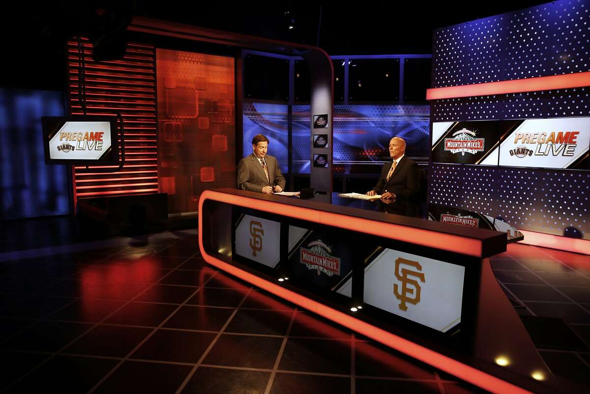 Former San Francisco Giants' coach Tim Flannery joins Greg Papa during Giants' pre-game show on Comcast Sportsnet Bay Area in San Francisco, Calif., on Monday, April 27, 2015.