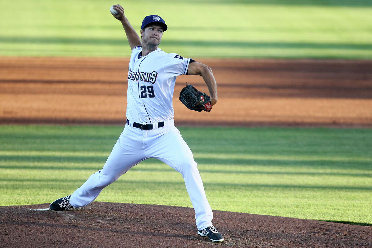 Colin Rea of the Missions throws to the plate during the second inning of their game with the Frisco Roughriders at Wolff Stadium on Monday, April 27, 2015.