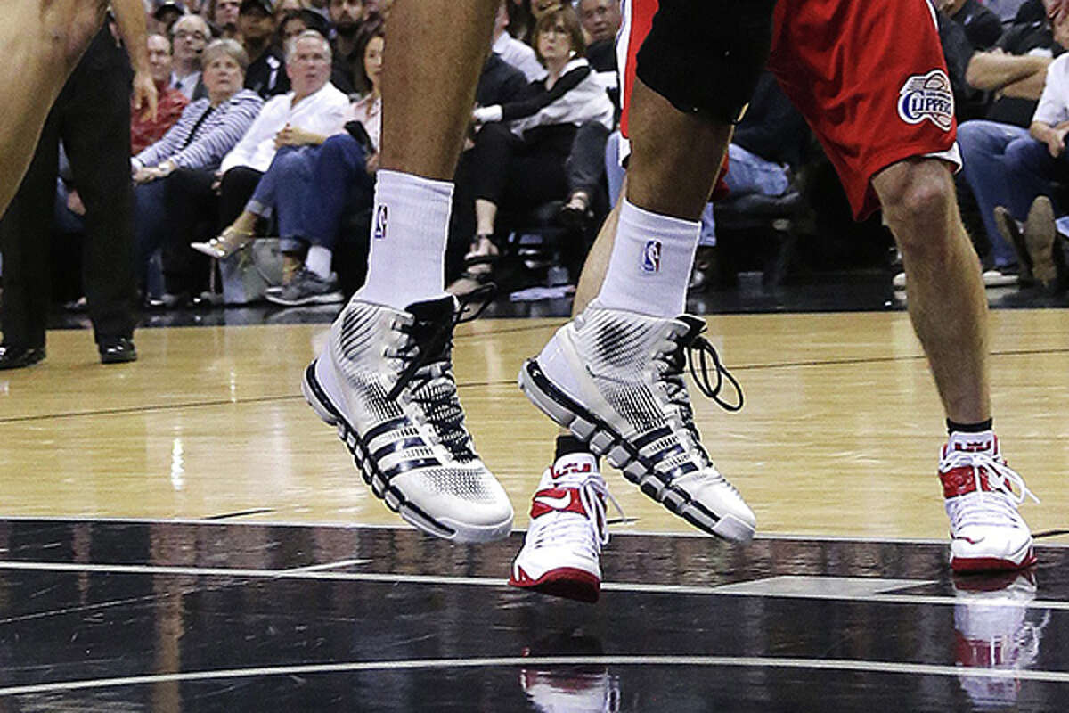 Tim Duncan's adidas Crazy Quicks in game three of the first round of the 2015 NBA Playoffs at the AT&T Center on April 24, 2015.Click through to look back at Tim Duncan's career in shoes