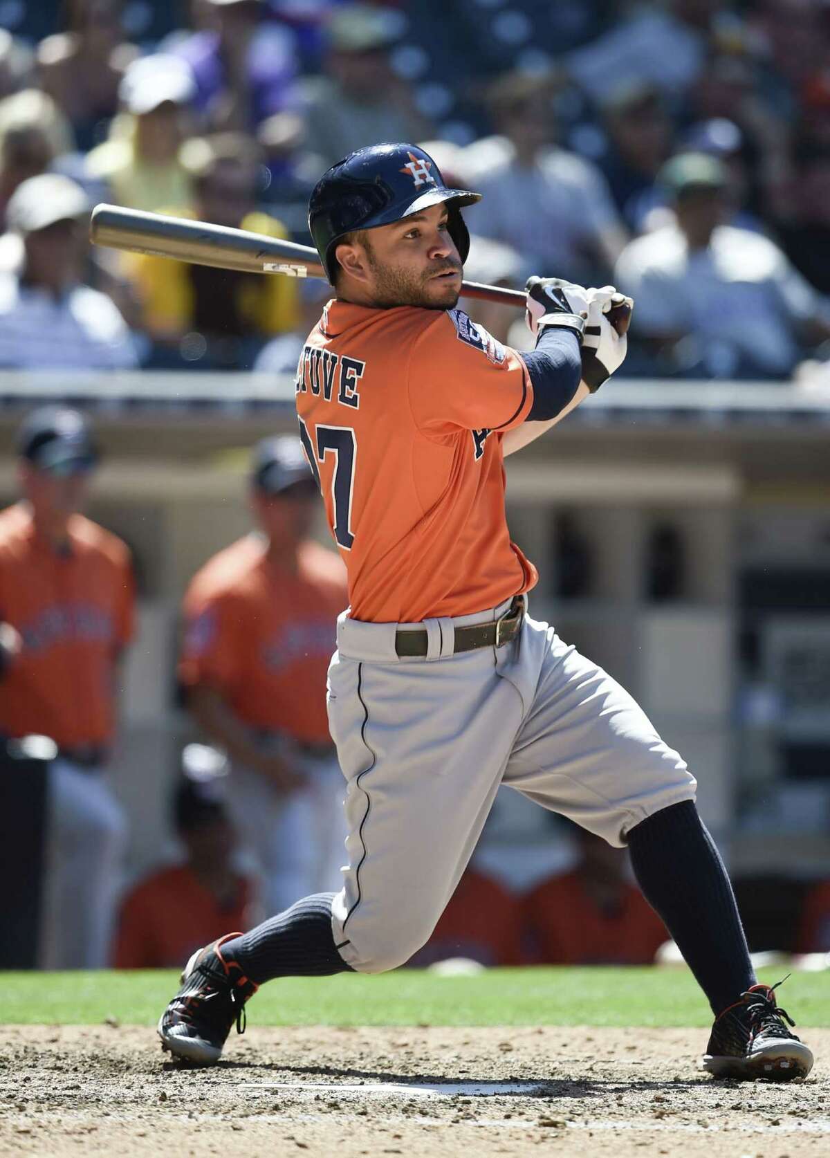Jose Altuve was 2-for-4 in Wednesday's 7-2 win over the Padres, his seventh straight multi-hit game. Altuve is hitting .471 over that seven-game span.