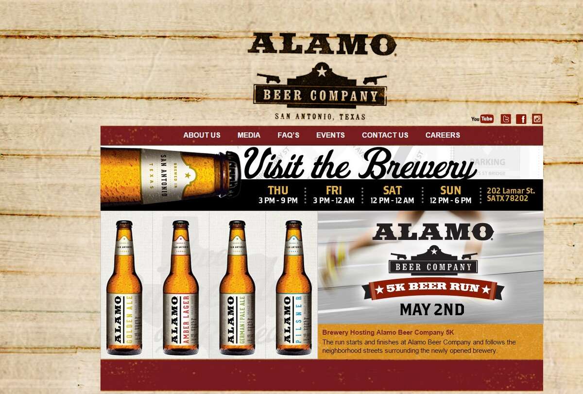 Alamo Beer Company's website shows the label using the Alamo's likeness.