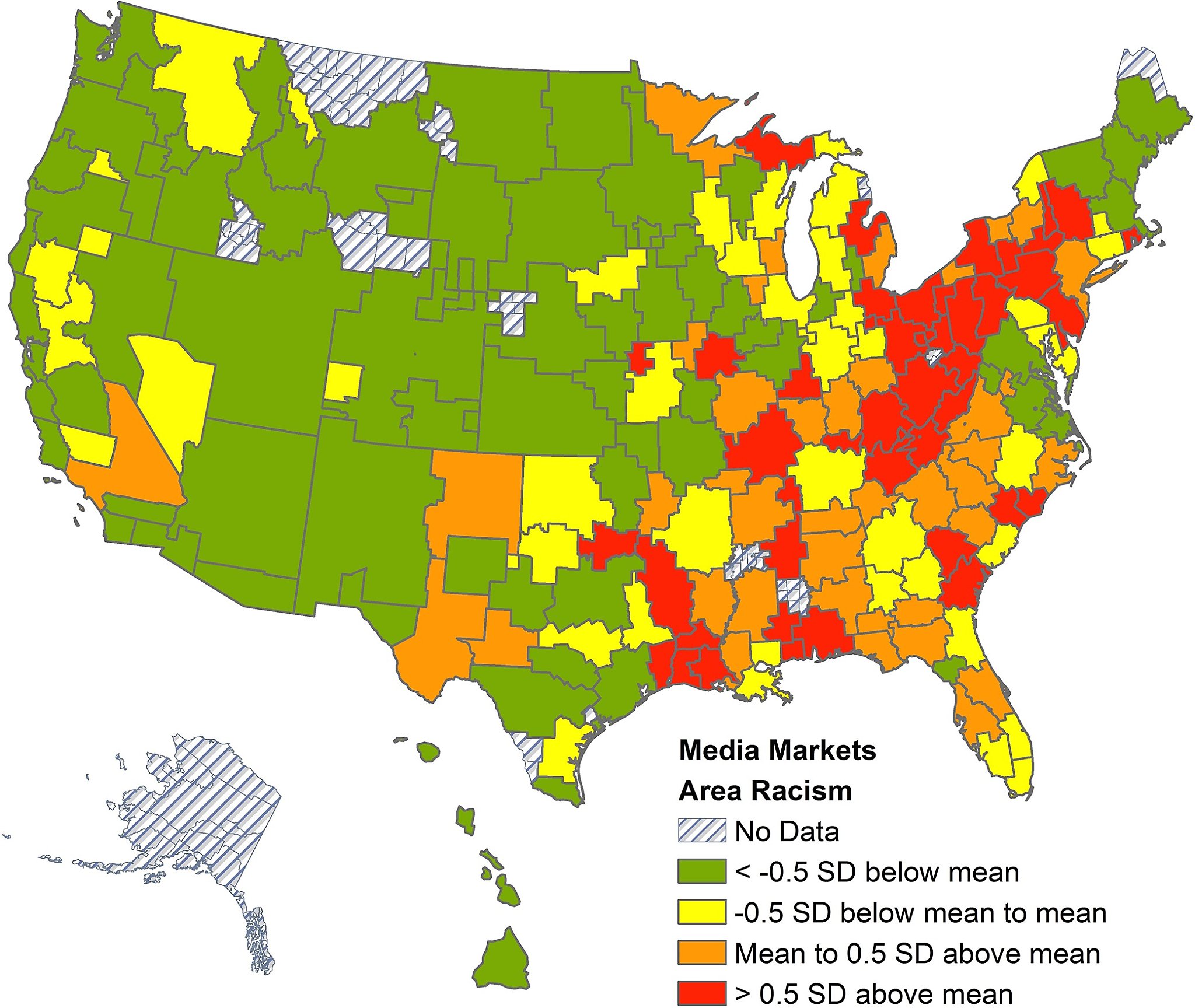 shows where the most racist searches occur