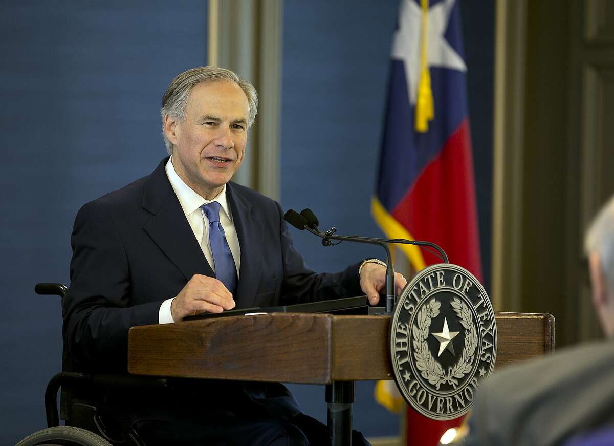 Texas Gov. Greg Abbott speaks at the Texas Public Policy Foundation new building grand opening in Austin, Texas, Tuesday, April 21, 2015. (Deborah Cannon/Austin American-Statesman via AP) AUSTIN CHRONICLE OUT, COMMUNITY IMPACT OUT, INTERNET MUST CREDIT PHOTOGRAPHER AND STATESMAN.COM