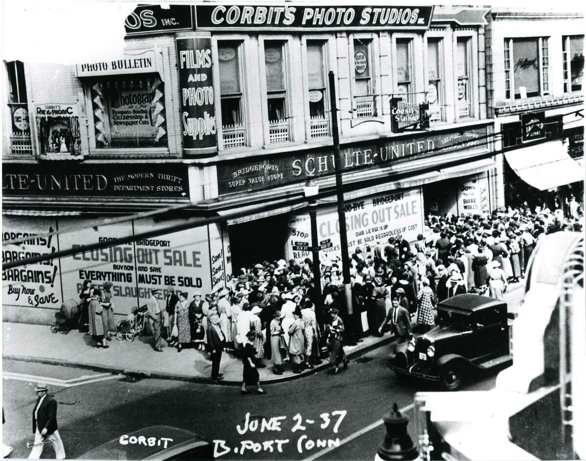 Corbit's Studio on the corner of Elm and Main streets in downtown Bridgeport circa 1937. Photo is courtesy of the Public LibraryâÄôs Bridgeport History Center.