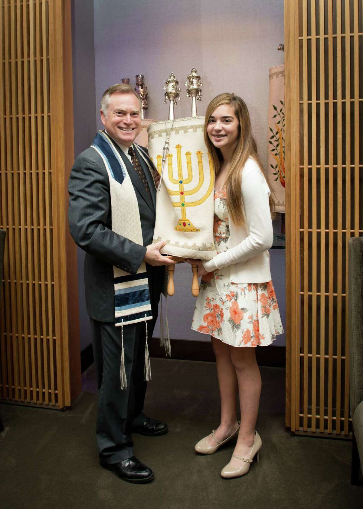 Rabbi Steve Gross with bat mitzvah Lauren Harrison