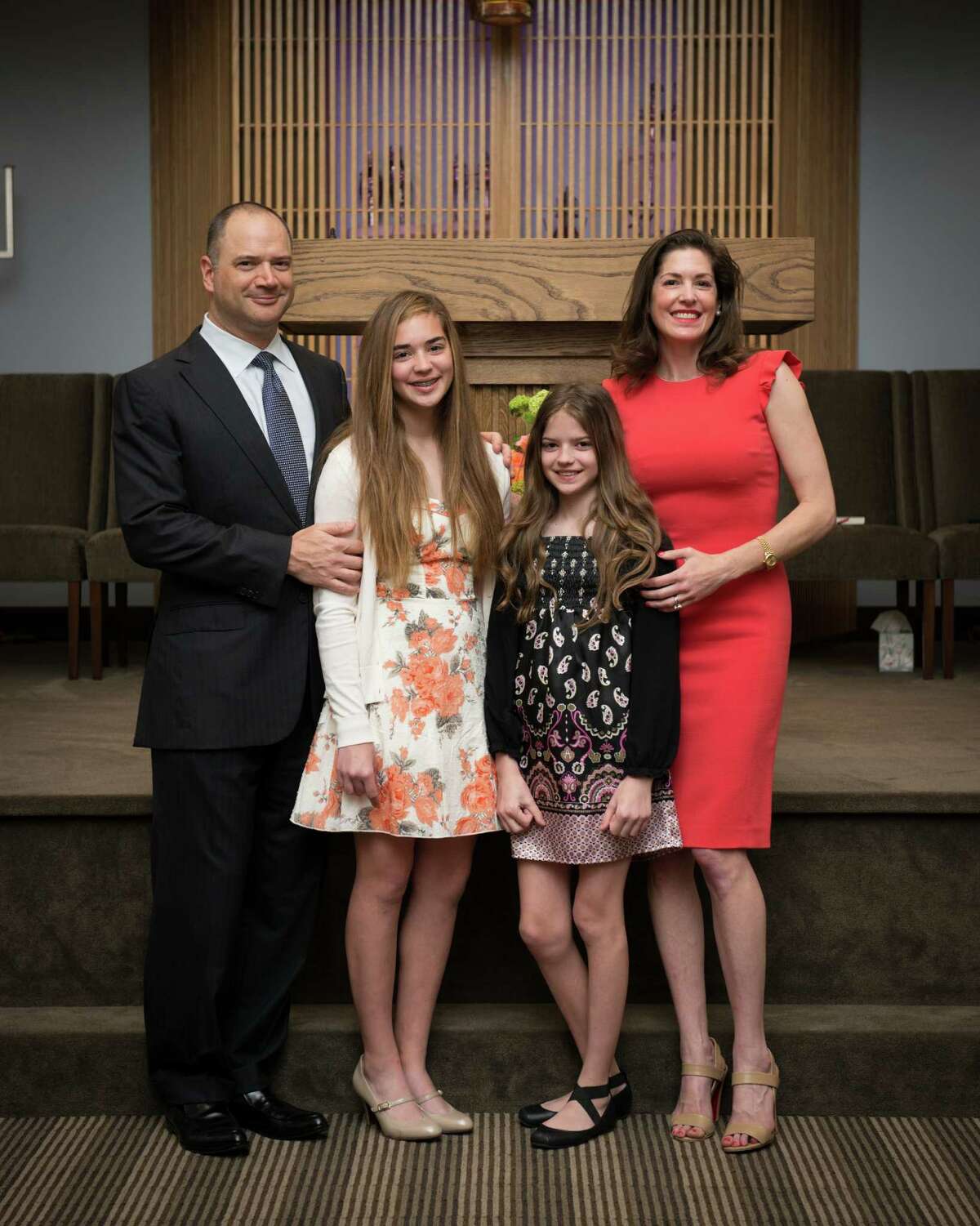 Geoffrey, Layla, Lilly and Lauren Harrison at the Houston Congregation for Reform Judaism