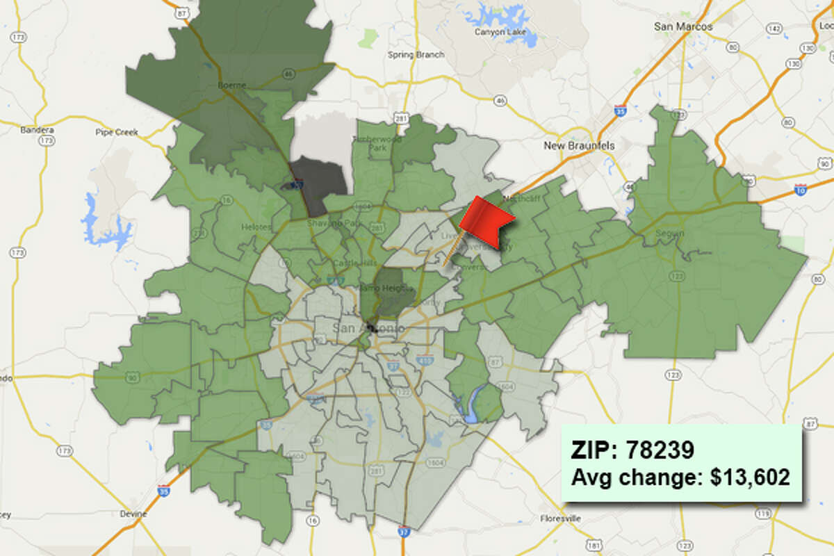 Map: Average residential property value increases in Bexar County ZIP ...