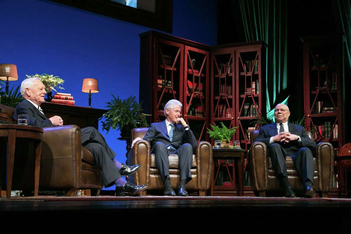 Bob Schieffer, Bill Clinton and Colin Powell at the 2015 Conversation With a Living Legend in Washington, D.C.
