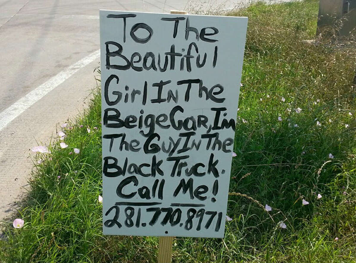 Adam Preslar posted this sign at U.S. 59 and Texas 242 on May 2, 2015. (Courtesy photo)