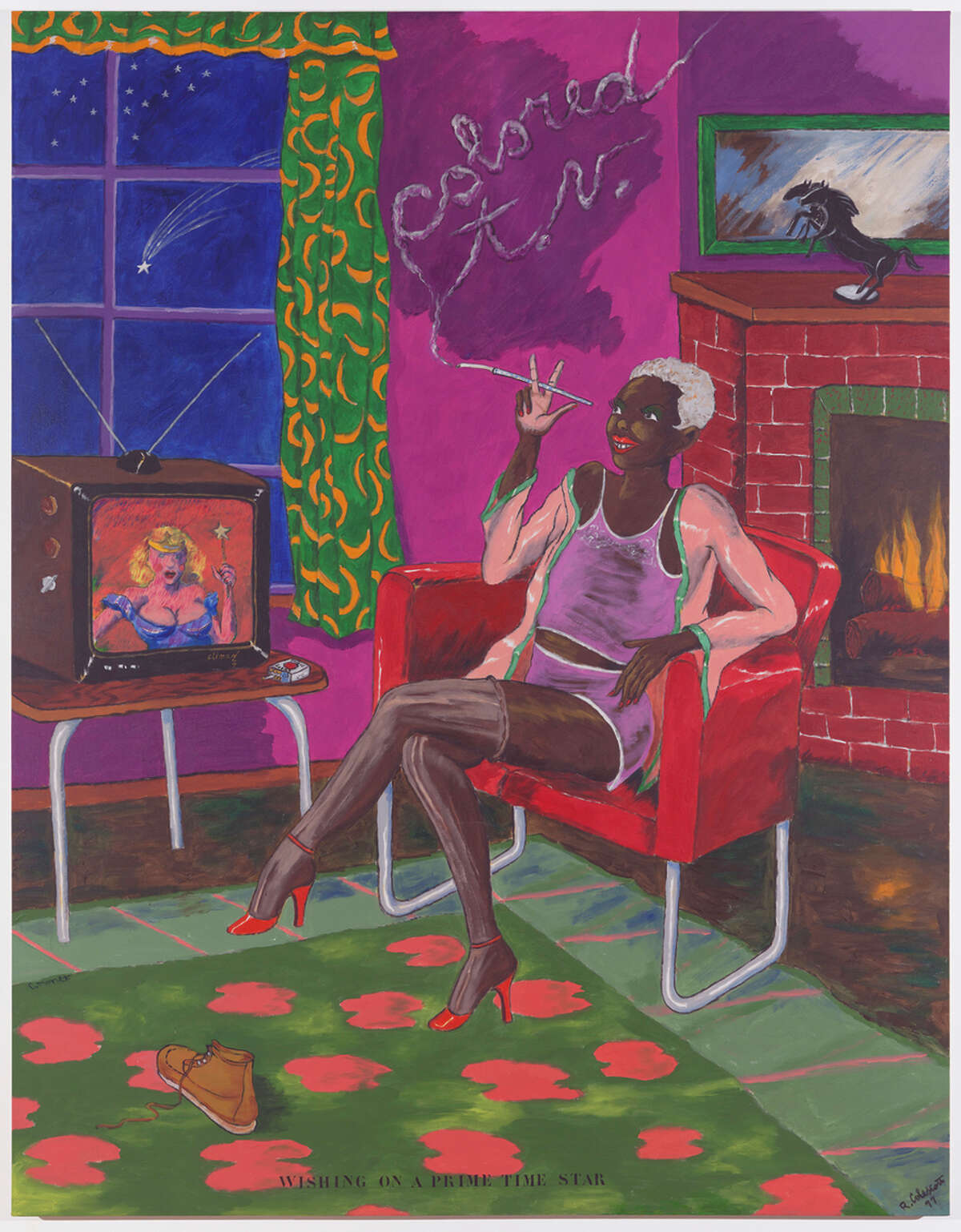 “Colored TV” (1977), left, is an acrylic on canvas by Robert Colescott.