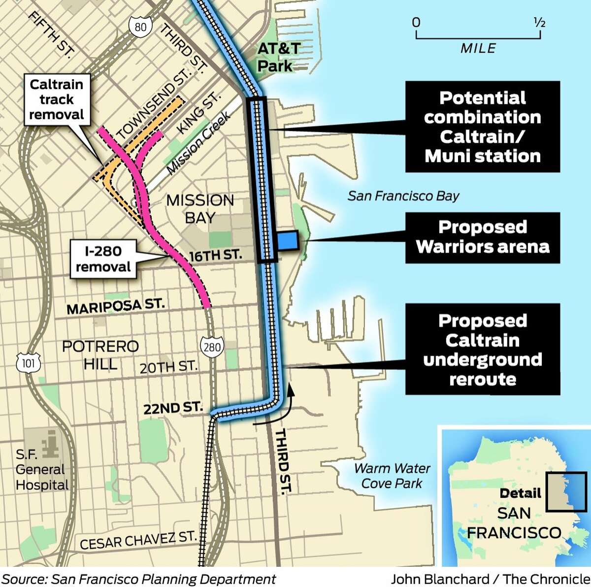 I 280 Near Mission Bay Would Be Razed In Caltrain Tunnel Plan