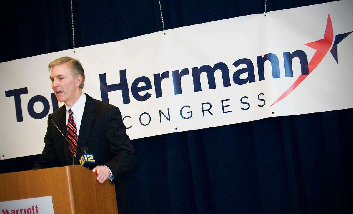 Easton First Selectman Tom Herrmann announces his candidacy for Congress in a press conference at the Stamford Marriott Hotel in Stamford, Conn. on Wednesday, March 10, 2010. Herrmann will run as a Republican against Jim Himes, and will start the race with reportedly more money than any other Republican candidate reported raising during the last reporting period.