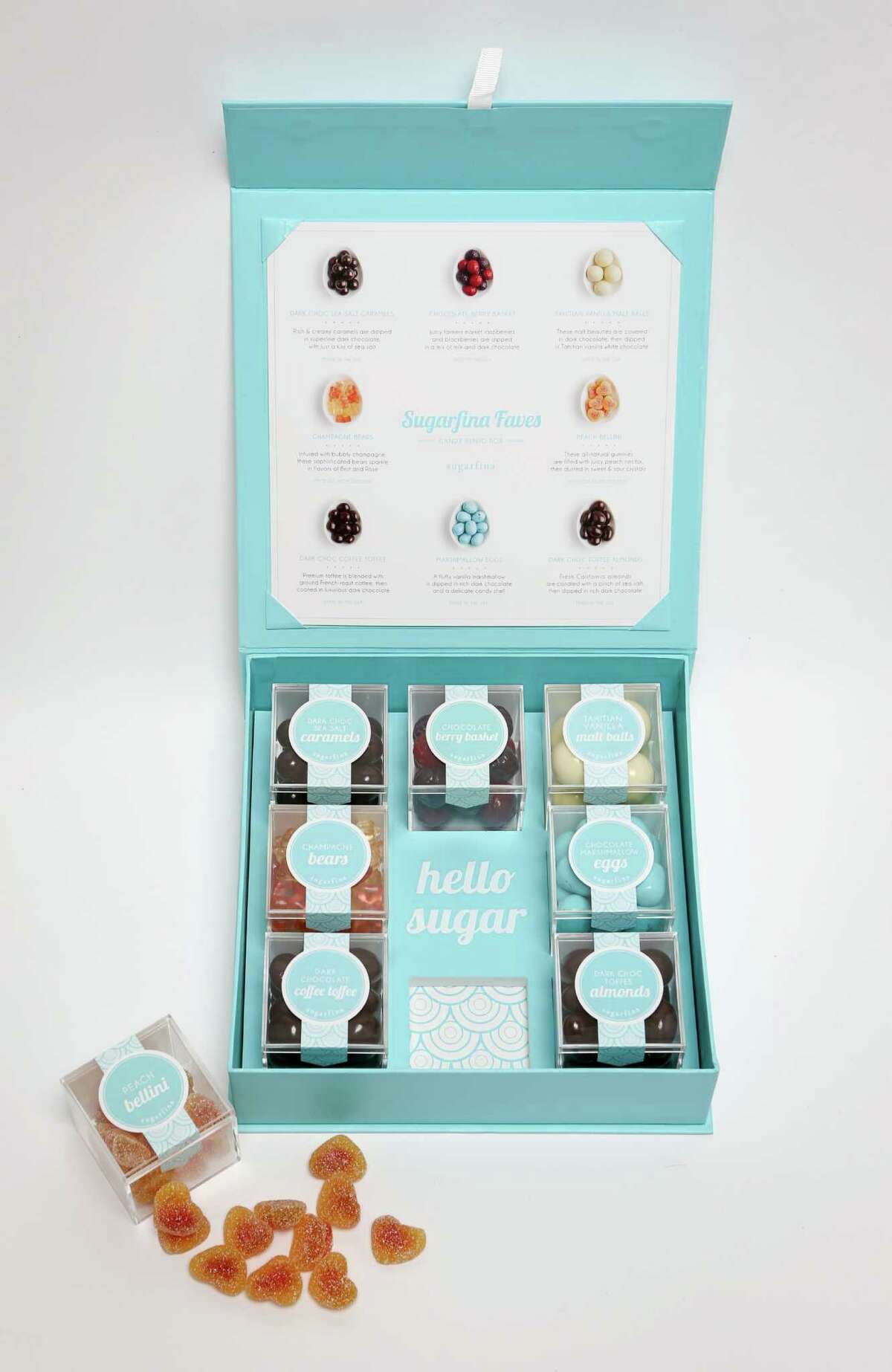 Eight-piece Bento Box, $60, available at Sugarfina’s Union Square (272 Sutter St.) and Cow Hollow (1837 Union St.) locations. (855) 784-2734. www.sugarfina.com.