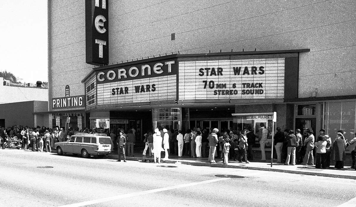 May 28, 1978: The Coronet Theatre in San Francisco, on the Saturday afternoon after "Star Wars" opened in the city. The movie played exclusively in San Francisco at the Coronet, and lines snaked around the block for weeks. Longtime Chronicle photographer Gary Fong took this photo in the middle of the day for a Chronicle story on the movie's surprise popularity and impact on the neighborhood. On a busy day, Fong had to take the photo close to noon - he later said "the light was terrible" - but he still captured a moment in history.