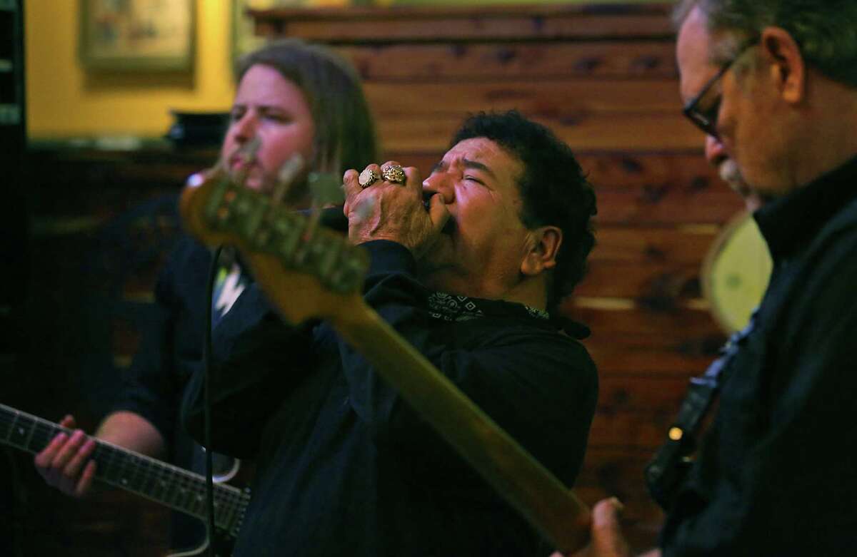 Little Roger Gonzalez sings with The Will Owen Gage Trio at Barriba Cantina on the Riverwalk. Gonzalez was the vocalist for S.A.'s Rhythm Kings back in the day. Thursday, Jan. 22, 2015.