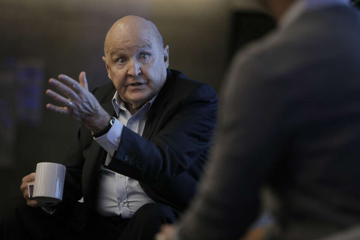 Jack Welch, former CEO and Chairman of General Electric, answers a question during a Q&A with LinkedIn executive editor Dan Roth as they promote their new book, "The Real Life MBA" at LinkedIn in San Francisco , Calif., on Monday, May 11, 2015.