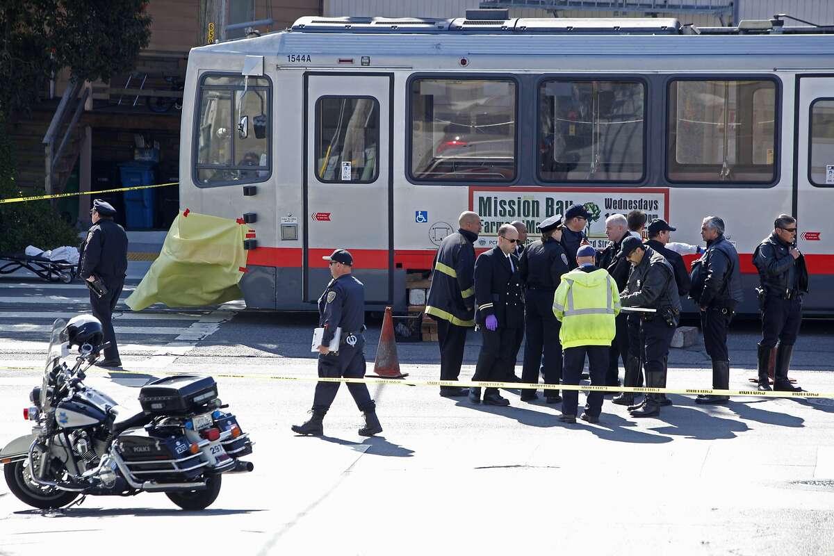 The scene where a young boy, rushing to get to school, was hit and killed by a Muni train at the corner of San Jose Avenue and Lakeview, Tuesday, May 12, 2015, in San Francisco, Calif.