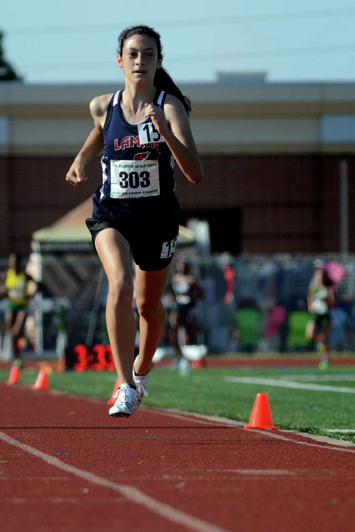 Houston Lamar sophomore Julia Heymach sprints to the finish line during the Girls 1600 Meter Run during the running finals of the 2015 Region III-6A Track & Field Championship at Crump Stadium in Alief on Saturday, May 2, 2015.