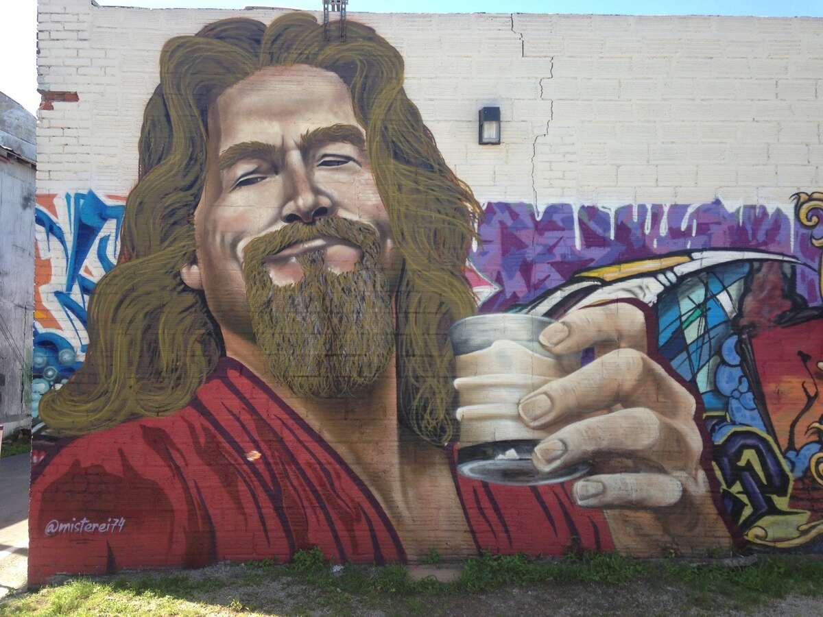 Ramon Alvarez painted this piece of The Dude from "The Big Lebowski" this year during an event in downtown San Marcos.