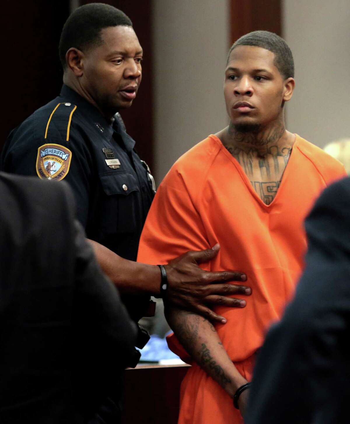 Trey Foster,the man accused in the the Jan. 22, 2013 shooting that left three people wounded at the north Harris County campus of Lone Star Community College was sentenced to 16 years in prison by state District Judge Marc Carter May 13, 2015 at the Harris County Courthouse in Houston Texas. Foster fled the shooting scene and remained at large for several days until investigators with the Gulf Coast Violent Offenders Task Force tracked him down to a Dallas suburb. (Billy Smith II / Houston Chronicle)