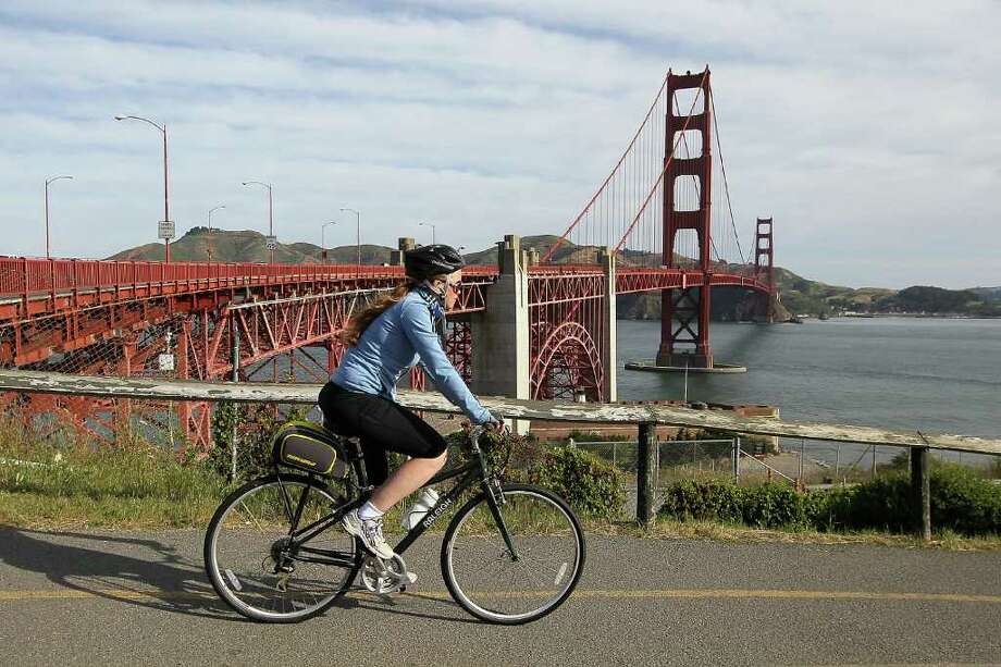 Amid the shelter-in-place order in California, cycling is allowed as long as it's not done in groups and you maintain a distance of 6 feet from others. Photo: Justin Sullivan, Getty Images / 2010 Getty Images