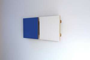 “Untitled Diptych #6 (Blue/White),” 1994 egg tempera and pigment on gessoed, cradled oak panels by John Meyer.
