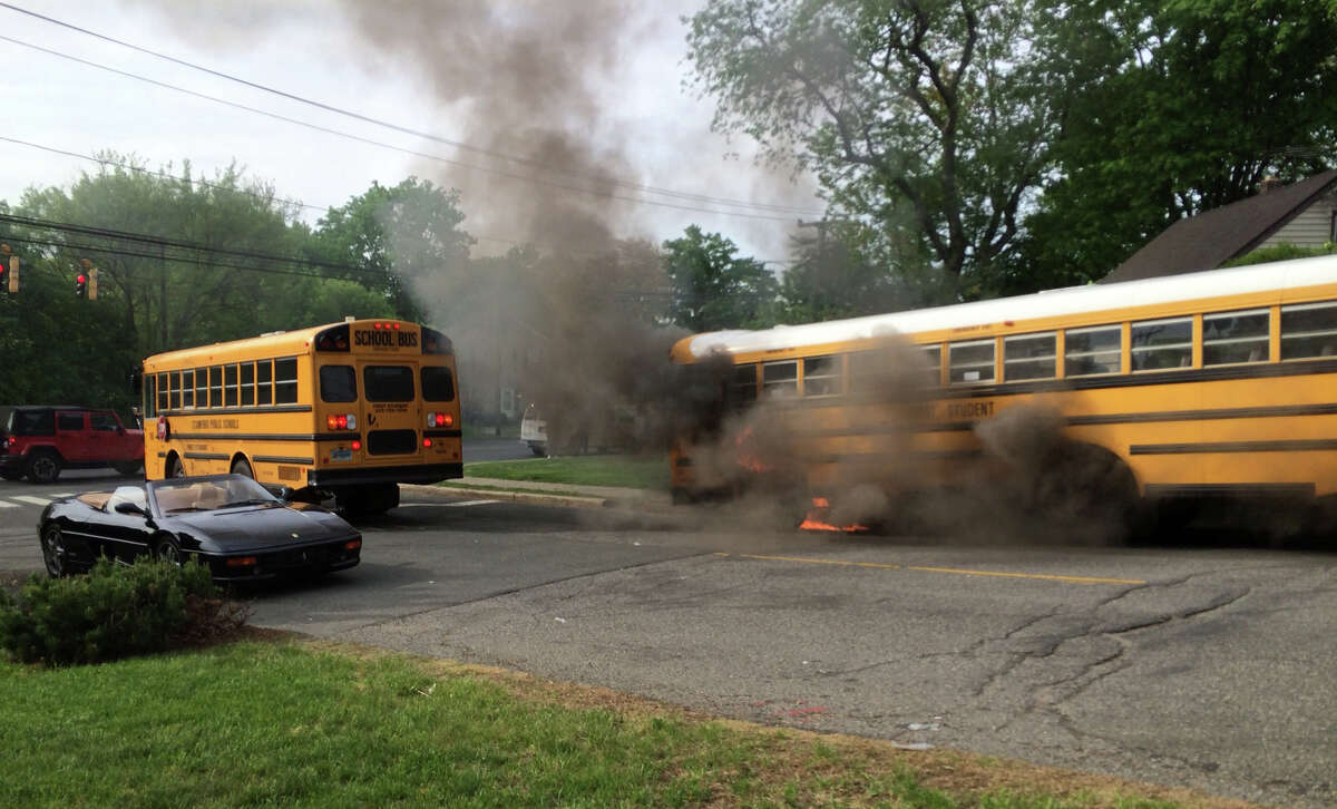 Fire destroys Stamford school bus