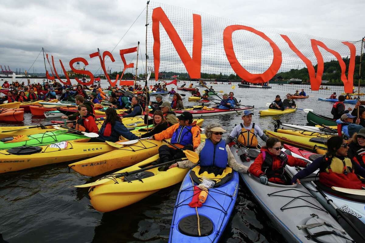 Offshore oil drilling is not popular in the Northwest. In 2015, hundreds of kayaktivists took to the water during protest against drilling in the Arctic and the Port of Seattle being used as a port for the Shell Oil drilling rig Polar Pioneer. The protest flotilla drew many paddlers to show their displeasure with the rig being moored in Seattle. Photographed on Saturday, May 16, 2015.