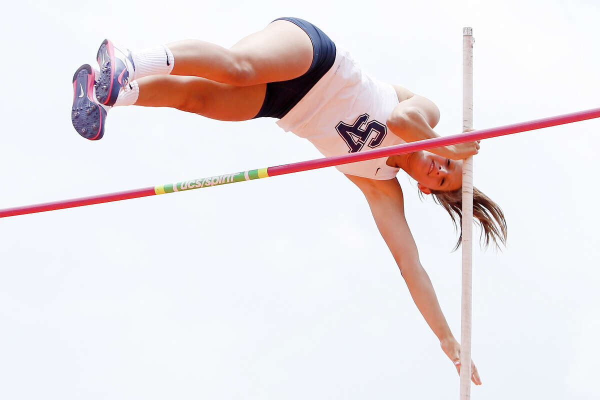 Smithson Valley's Colleen Clancy clears the bar in the 6A pole vault during the UIL State track and field meet at Mike Myers Stadium in Austin on Saturday, May 16, 2015. Clancy took second plae in the event with a vault of 13 feet, 6 inches. MARVIN PFEIFFER/ mpfeiffer@express-news.net