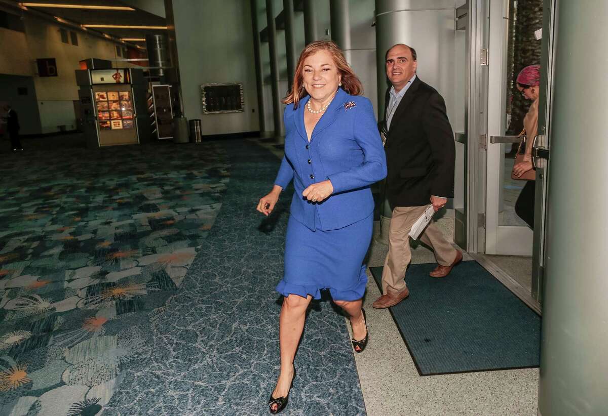 Rep. Loretta Sanchez rushes between events at the California Democratic Convention in Anaheim on Saturday.